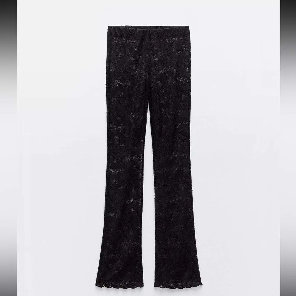 Black Lace Flared Pants